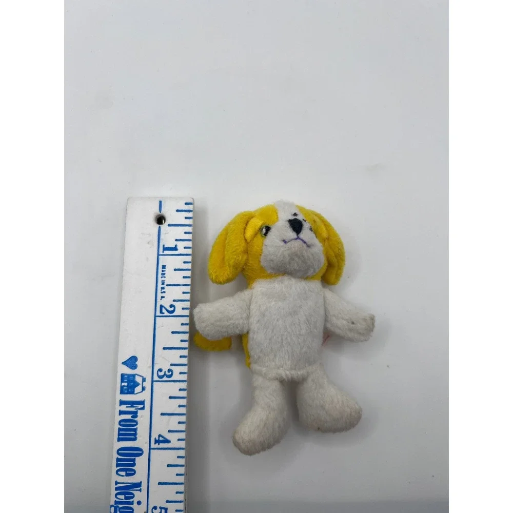 Vintage Lisa Frank Mini White & Yellow Plush Dog Pencil Topper Finger Puppet
